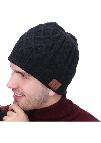 Kablosuz Şapka Örme Kapaklar Beanie Stereo Kulaklık Mikrofon Hoparlör (Yurt Dışından)