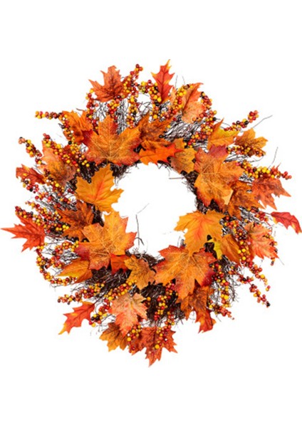 Sonbahar Pencere Restoran Kapı Dekor Akçaağaç Yaprağı Çelenk (Yurt Dışından)