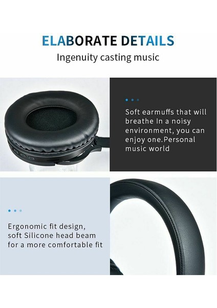 Kablosuz Bluetooth Kulaklık 3D Stereo Kulaklık Katlanabilir Siyah (Yurt Dışından)