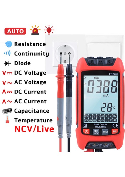 Dijital Multimetre, 9999 Sayımlı Trms Otomatik Aralıklı Voltmetre (Yurt Dışından) fırsatları