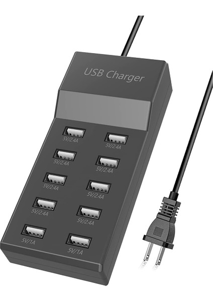 10 Bağlantı Noktalı USB Şarj Istasyonu-Abd Tak (Yurt Dışından)