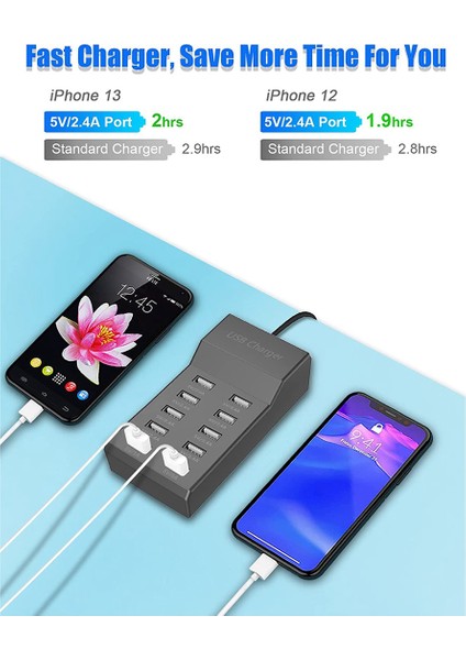 10 Bağlantı Noktalı USB Şarj Istasyonu-Abd Tak (Yurt Dışından) fırsatları
