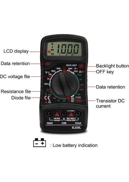 XL830L Dijital Multimetre Metre Test Cihazları Otomatik Transistör Tepe Siyah (Yurt Dışından) fiyatları