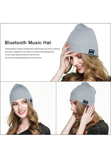 Sıcak Bluetooth Şapka Müzik Bere Kapağı Bluetooth Kulaklık Kapağı (Gri) (Yurt Dışından)