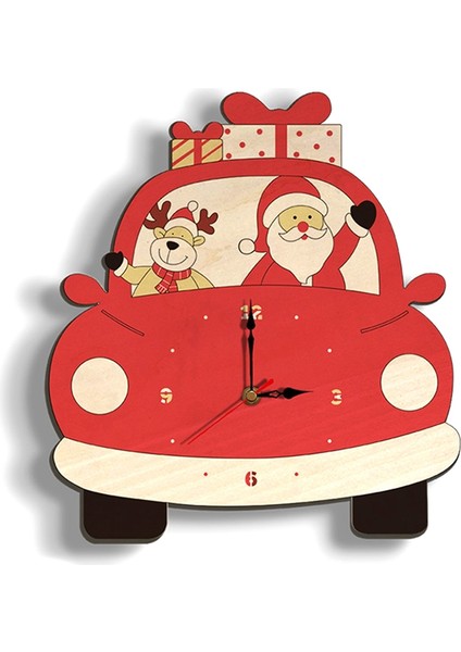 Noel Karikatür Araba Şekli Duvar Saati Noel Dekorasyonu (Yurt Dışından)