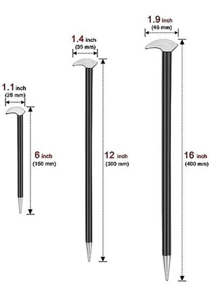 Yuvarlanan Kafa Gözetleme Çubuğu Seti Topuk Kolu 6 Inç 12 Inç 16 Inç, 3pcs (Yurt Dışından)