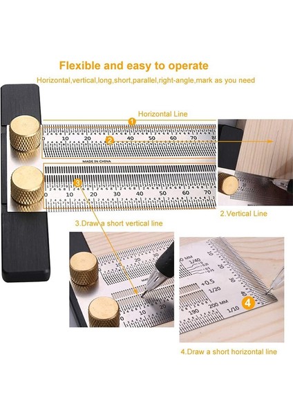 Ağaç Işleme Markalama Paslanmaz Için 200MM Yüksek Hassasiyetli T Kare Cetvel (Yurt Dışından) modelleri