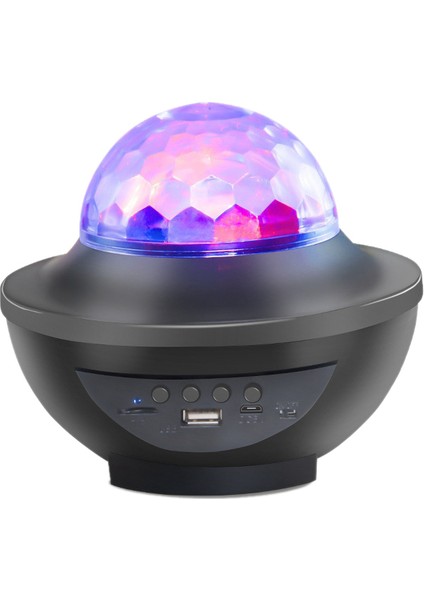 Yıldızlı Gökyüzü Projektör Nightlight Bluetooth USB Müzik Çalar Yıldız Gece Lambası Toplantılar Için Romantik Lamba Siyah (Yurt Dışından)