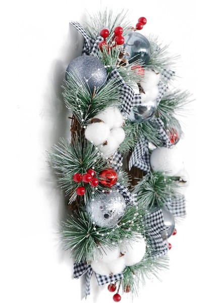 Ön Kapı Için Çam Kozalağı Meyveleri ile Yapay Noel Topu Çelengi (Yurt Dışından)