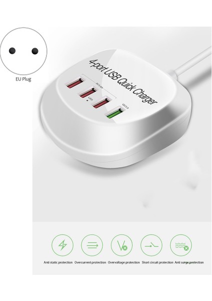 USB Şarj Hub'ı Ev Ofis Masaüstü Seyahat Için 4 USB Bağlantı Noktası-Ab Fişi (Yurt Dışından) fiyatları