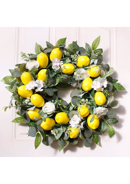 Ev Duvar Dekoru Için Sarı Limonlu 18 Inç Yapay Limon Çelengi (Yurt Dışından)