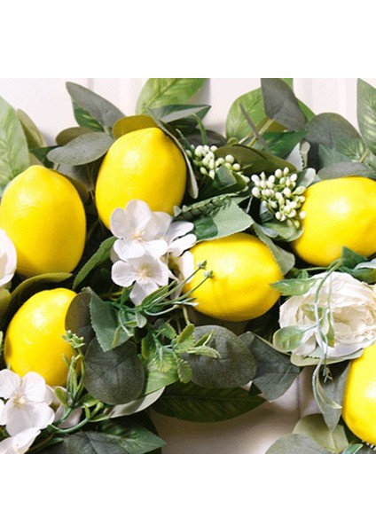 Ev Duvar Dekoru Için Sarı Limonlu 18 Inç Yapay Limon Çelengi (Yurt Dışından)