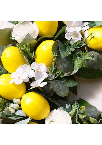 Ev Duvar Dekoru Için Sarı Limonlu 18 Inç Yapay Limon Çelengi (Yurt Dışından)
