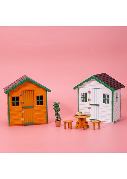 1:12 Dollhouse Minyatür Ahşap Sevimli Küçük Ev Modeli, Beyaz (Yurt Dışından)