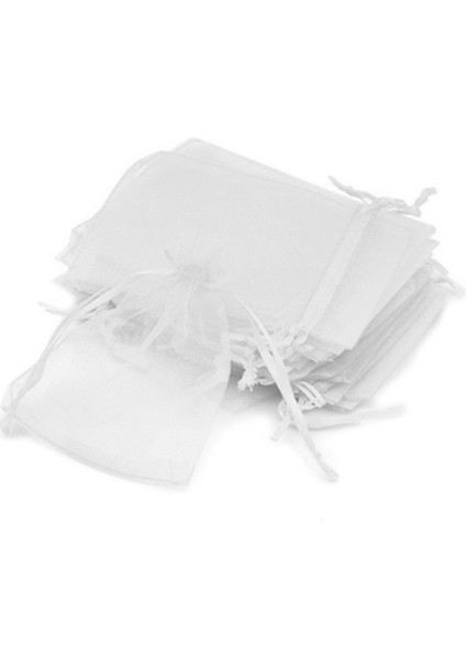 50PCS 7X9CM Organze Takı Şeker Hediye Kese Çanta Beyaz (Yurt Dışından)