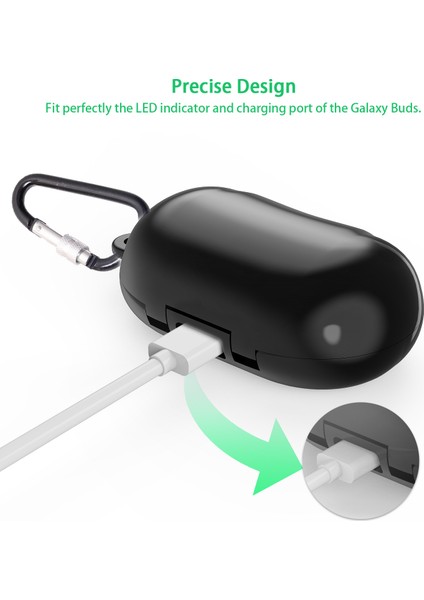 Samsung Galaxy Buds Için Anti-Şok Esnek Pc Kılıfı Sert Kabuk-Siyah (Yurt Dışından)