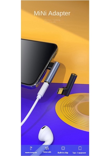 Type-C - 3,5mm Ses Adaptörü USB C Kulaklık Adaptörü Siyah (Yurt Dışından)