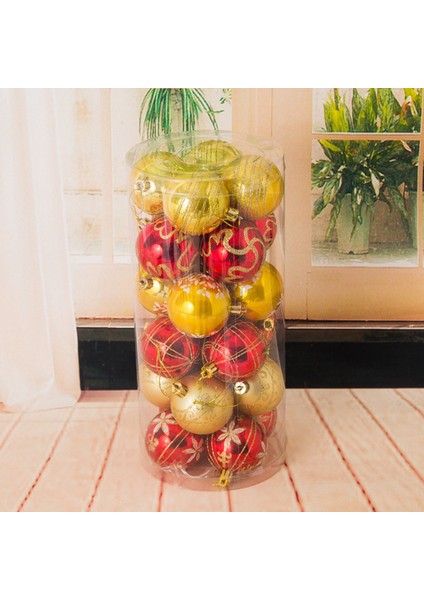 Yılbaşı Ağacı Süsleri 6cm 24 Kova Boyalı Top Kırmızı (Yurt Dışından) fiyatları