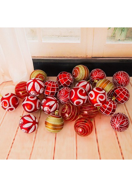 Yılbaşı Ağacı Süsleri 6cm 24 Kova Boyalı Top Kırmızı (Yurt Dışından) indirimleri