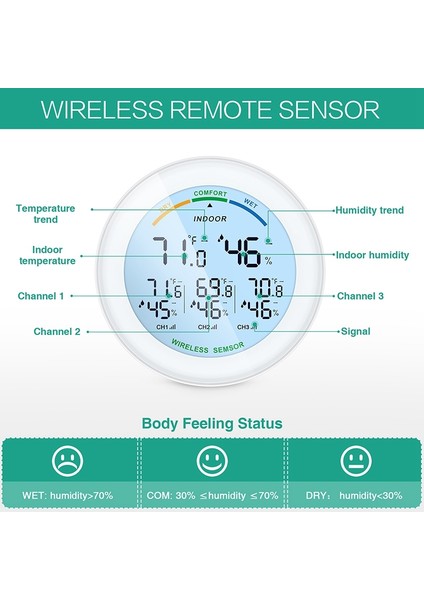 Kablosuz Termometre LCD Ekran Sensörü Iç Mekan Dijital Higrometre A (Yurt Dışından) indirimleri