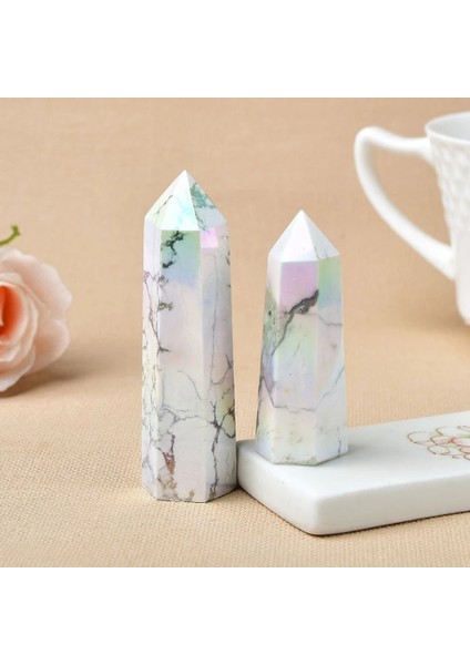 Doğal Howlite Kristal Noktası Elektro Kaplama Değnek Şifa Taşı -C (Yurt Dışından)