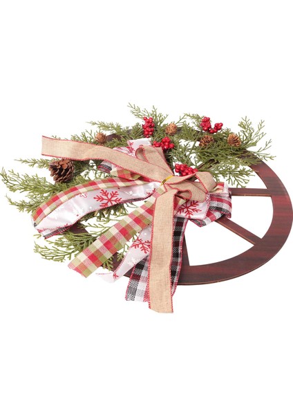 Kış Çelengi Vagon Tekerleği Çelengi Çiftlik Evi Kapısı Noel Çelengi (Yurt Dışından)