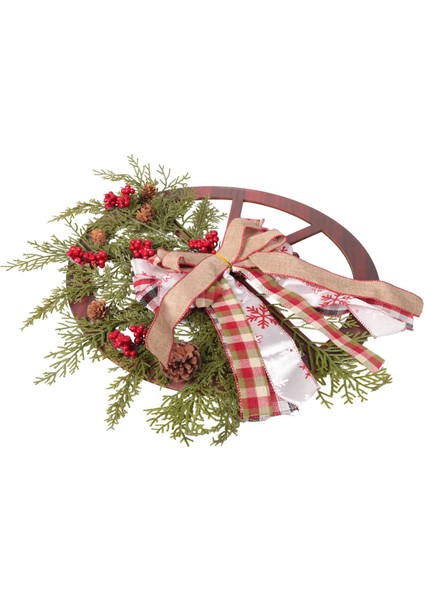 Kış Çelengi Vagon Tekerleği Çelengi Çiftlik Evi Kapısı Noel Çelengi (Yurt Dışından)