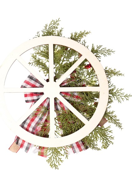 Kış Çelengi Vagon Tekerleği Çelengi Çiftlik Evi Kapısı Noel Çelengi (Yurt Dışından)