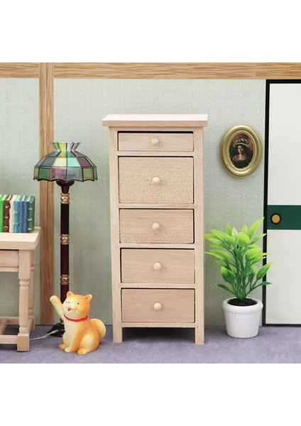 1/12 Ölçekli Minyatür Çekmeceli Dolap, Dollhouse Mobilya Modeli (Yurt Dışından) fırsatları