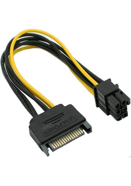 15-Pin Sata Erkek - 8-Pin (6+2) Pci-E Güç Kablosu 15CM Sata Kablosu (Yurt Dışından)