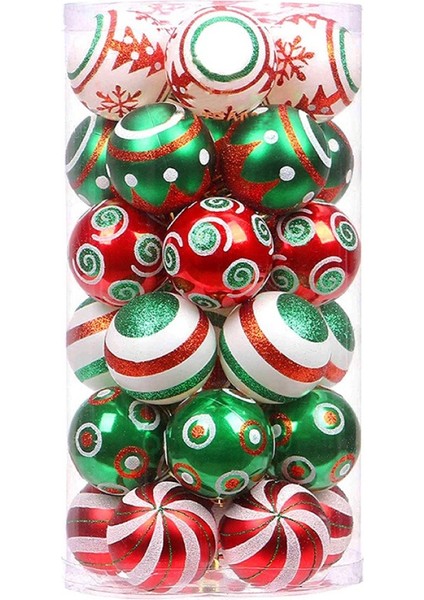 30 Adet Noel Topu Süsleri Noel Ağacı Için Kırmızı Yeşil ve Beyaz 6cm (Yurt Dışından)