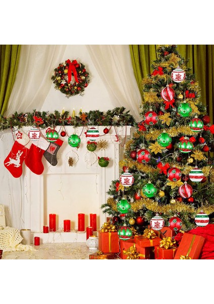 30 Adet Noel Topu Süsleri Noel Ağacı Için Kırmızı Yeşil ve Beyaz 6cm (Yurt Dışından) modelleri
