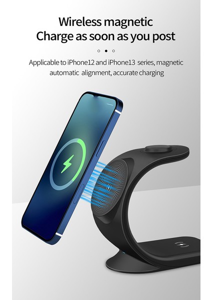 iPhone 11 12 8 Plus Xr Için 15W Manyetik Kablosuz Şarj Cihazı 3'ü 1 Arada (Yurt Dışından) modelleri