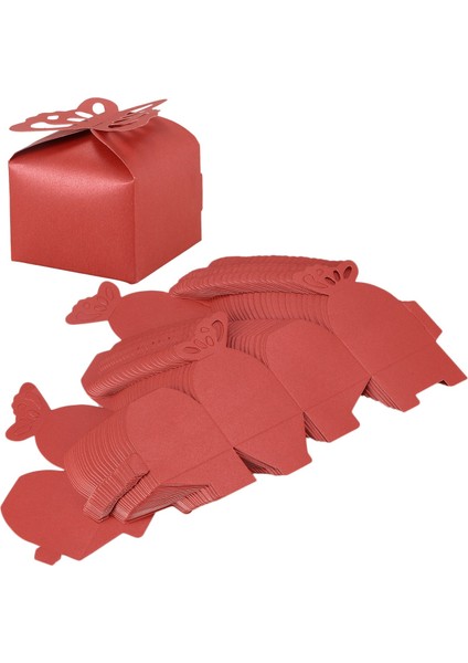 Düğün Partisi Için 50 Adet Kelebek Lehine Hediye Şeker Kutuları Kırmızı (Yurt Dışından)