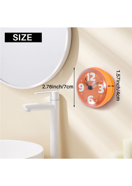 Duş Saati Çapı 7cm Mutfak Için Arap Rakamları Kadranı (Turuncu) (Yurt Dışından)