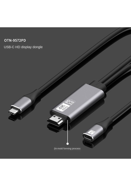 Tv Dizüstü Bilgisayar Için 4K @ 60Hz Tip C - HDMI Kablo Ekran Yansıtma Cihazı (Yurt Dışından)