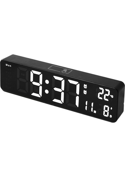 Oturma Odası Dekorasyonu Için 10 Inç LED Dijital Tarih Çalar Saat Beyaz (Yurt Dışından)