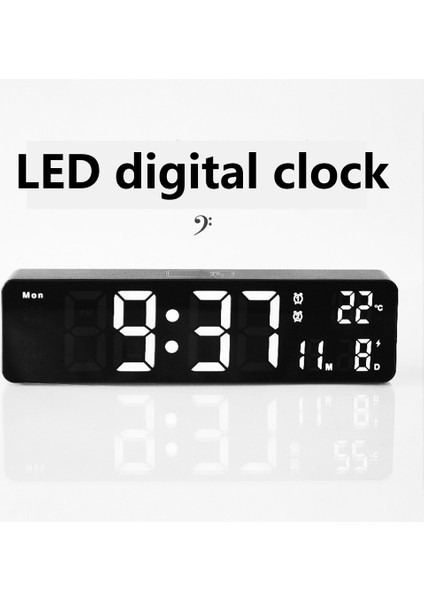 Oturma Odası Dekorasyonu Için 10 Inç LED Dijital Tarih Çalar Saat Beyaz (Yurt Dışından)