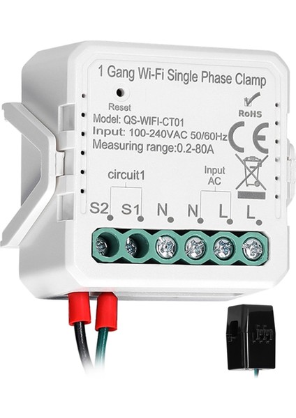 Tuya Wifi 1 Gang 80A Tek Fazlı Kelepçe Solar Pv Iki Yönlü Enerji Ölçer (Yurt Dışından)