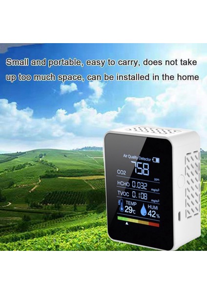 5'i 1 Arada Hava Kalitesi Monitörü Co2 Ölçer Dijital Sıcaklık Beyaz (Yurt Dışından) fırsatları