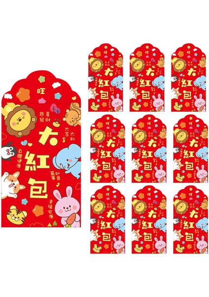 10 Adet Çin Kırmızı Zarf, Kaplan Yılı Hong Bao Lucky, F (Yurt Dışından)