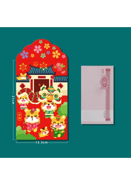 10 Adet Çin Kırmızı Zarf, Kaplan Yılı Hong Bao Lucky, F (Yurt Dışından)