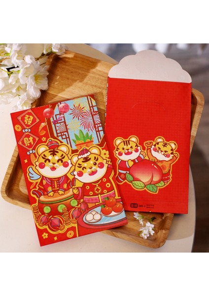 10 Adet Çin Kırmızı Zarf, Kaplan Yılı Hong Bao Lucky, F (Yurt Dışından)