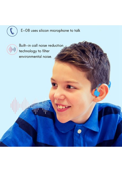 Çocuklar Için Kemik Iletimli E-08 Bluetooth 5.0 Kulaklık Öğrenci Mavi (Yurt Dışından) modelleri