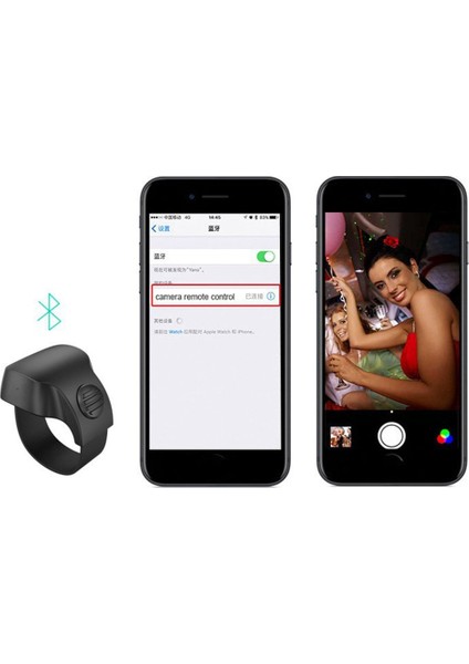 Mini Bluetooth 5.1 Telefon Selfie Deklanşörü Uzaktan Kumanda Halkası (Pembe) (Yurt Dışından)