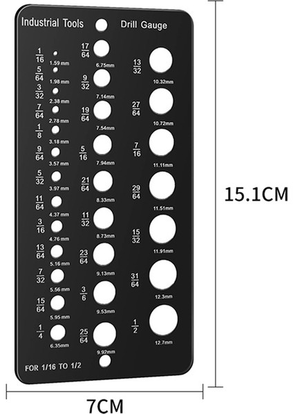 Matkap Ölçer 1/16 Ila 1/2 Inç 29 Delik Matkap Ucu Ölçer Ölçme Aletleri (Yurt Dışından)