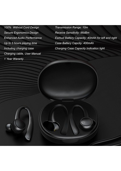 Tws Bluetooth 5.0 Kulak Kancası, Mıc Suya Dayanıklı Stereo Kulaklıklarla Çalışıyor (Yurt Dışından) fırsatları