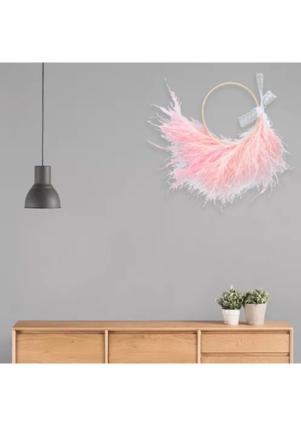Pembe Doğal Pampas Kurutulmuş Çiçek Çelenk, Ev Dekorasyonu Için Pampas Çim (Yurt Dışından)