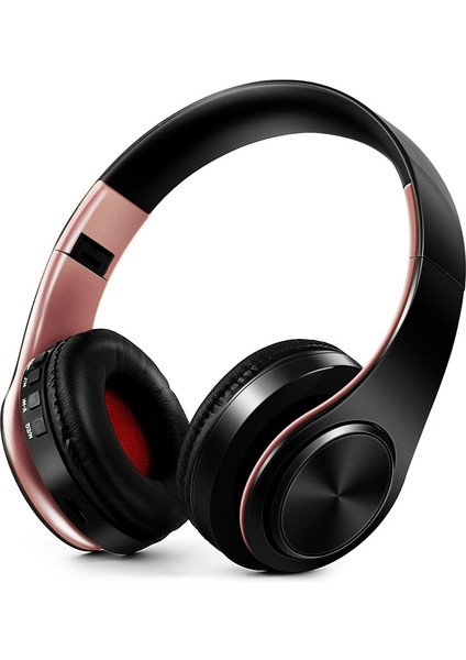 Taşınabilir Kablosuz Kulaklık Bluetooth Mikrofonla Ayarlanabilir - Pembe Altın (Yurt Dışından)