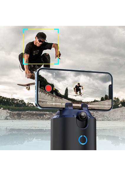 Otomatik Yüz Takip Kamerası Gimbal Akıllı Tutucu 360 Döndürme (Siyah) (Yurt Dışından)